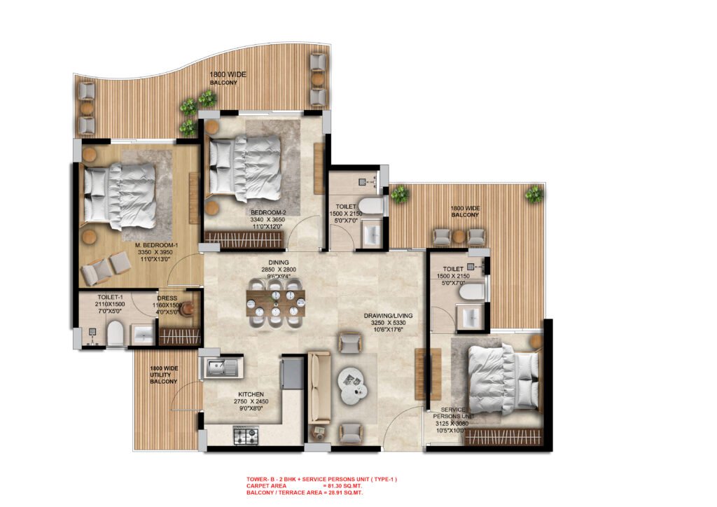 TOWER- B - 2 BHK( TYPE-1 )